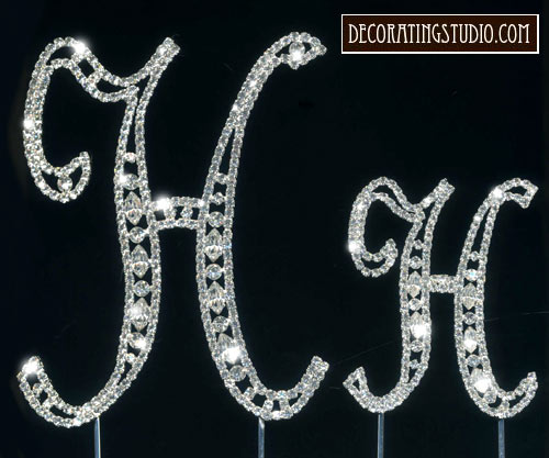 Fully Covered Crystal Monogram Wedding Cake Topper Letter - Letter H, 4.75 Inches Tall - View #9