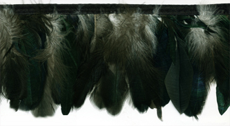 green iridescent feather fringe